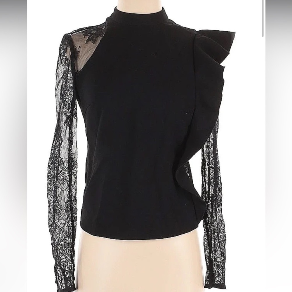 Self Portrait Lace Mock Neck Blouse